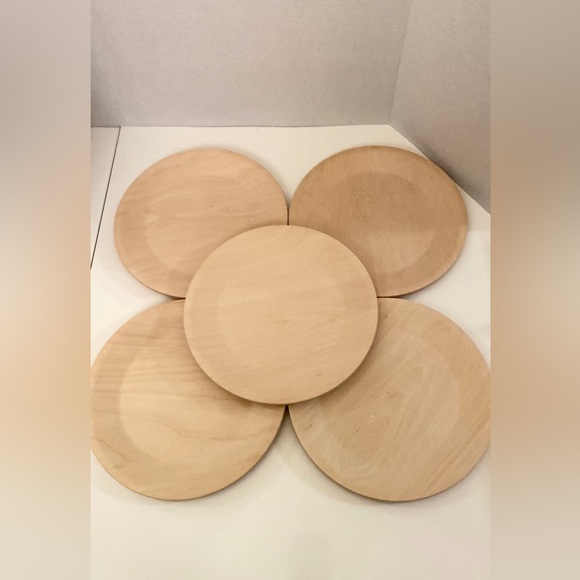 White birch wood plates, set of 5 (#A) - Picture 1 of 10